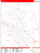 San Rafael Digital Map Red Line Style